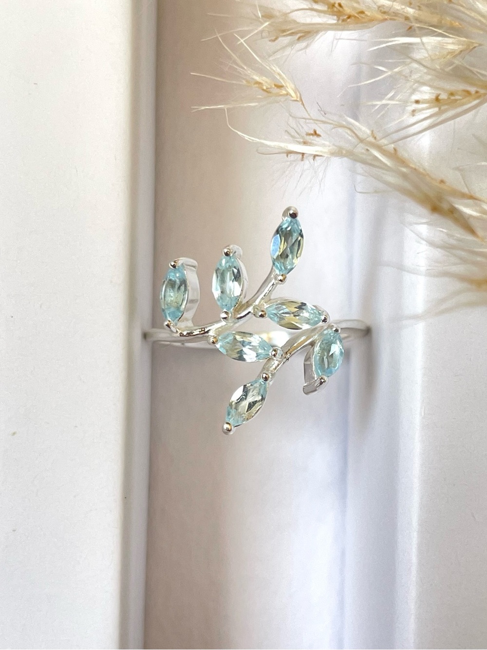 Natural Blue Topaz “The branch” ring in 825 Sterling silver! US: 8 - Picture 6 of 11